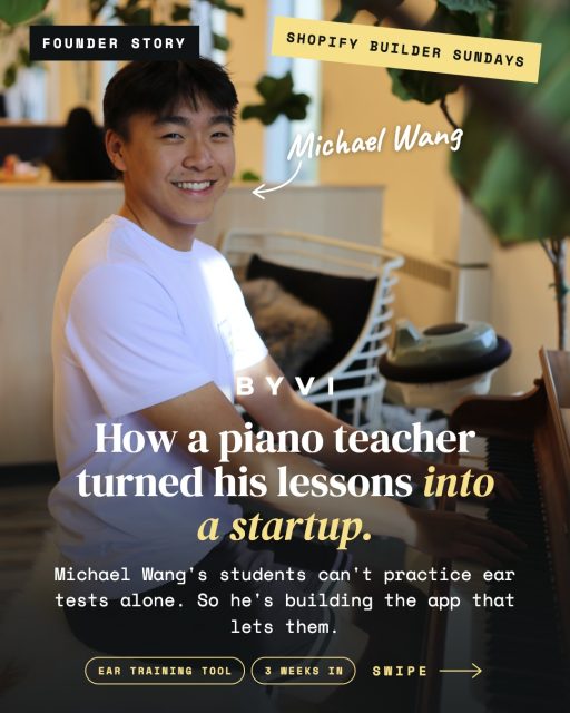 Michael Wang’s piano students have homework they can’t do alone. Every RCM exam includes ear tests, and practicing them usually takes 2 people: one to play, one to name what they hear.  So Michael, a piano teacher and first-year CS student at Carleton, started building an app that lets students drill on their own. 3 weeks in, he pitched it at Shopify’s Builder Sundays and asked the room one question: free app or paid subscription?  4 lessons from his first 3 weeks:  1. Build for people you already see every week
2. Separate who pays from who uses the product
3. Treat user data as a risk before you treat it as revenue
4. Ask for feedback while it’s still cheap to change course  Full story on byvi.co, link in bio.  #startupstories #edtech #studentfounders #ottawatech #buildersundays