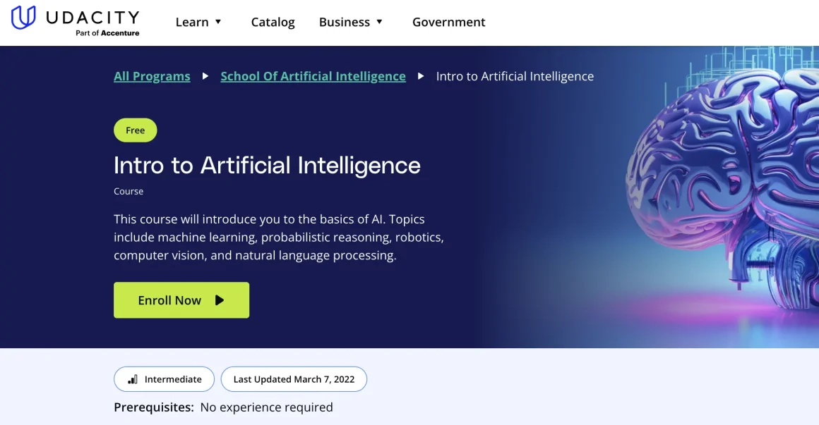 Intro to Artificial Intelligence by Udacity