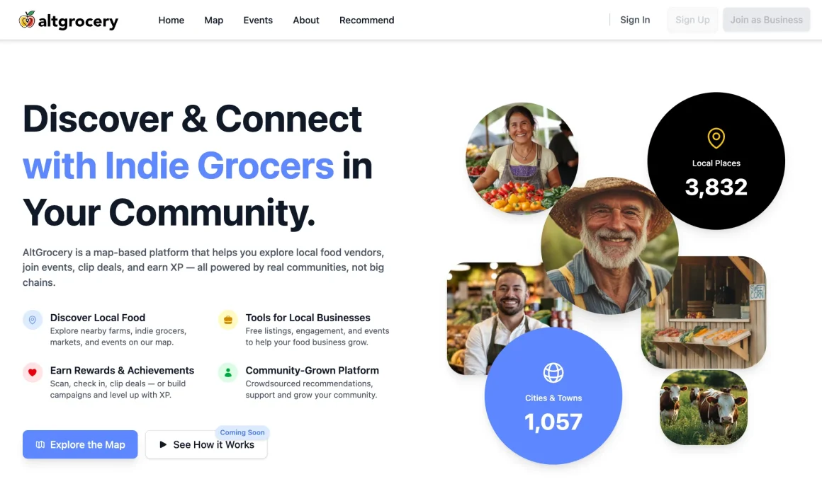 Altgrocery homepage screenshot