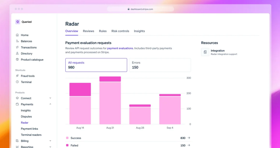 stripe radar screenshot