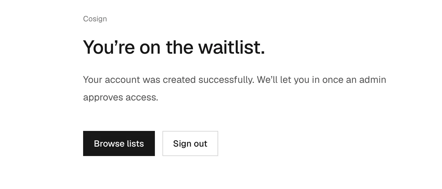Cosign account waitlist