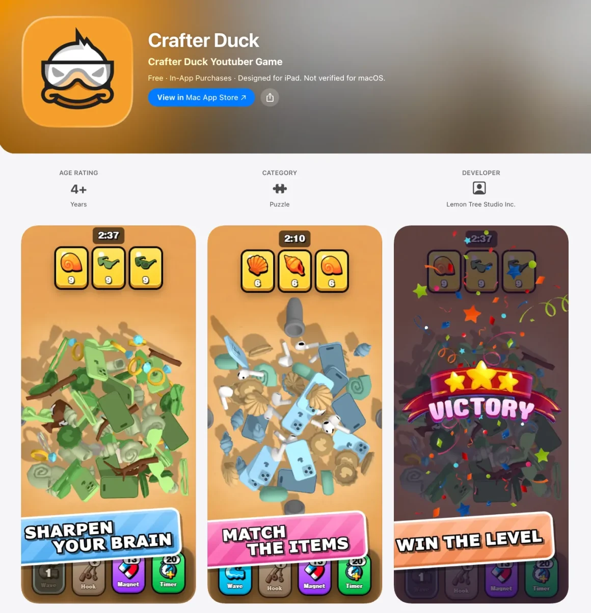 Crafter duck - puzzle game app store screenshot